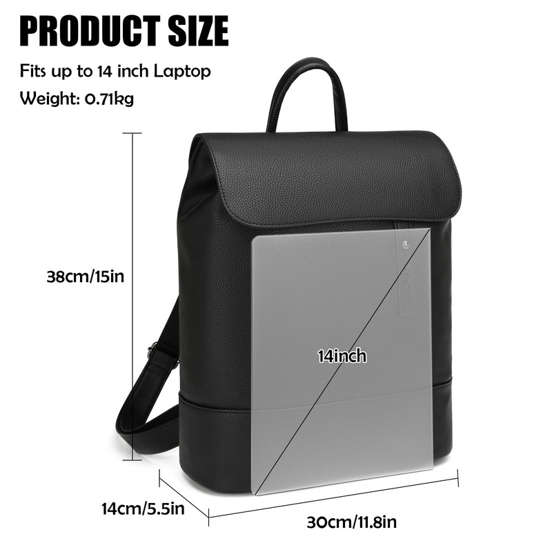 MYHOZEE Laptop Backpack for Women and Men, PU Leather Backpack