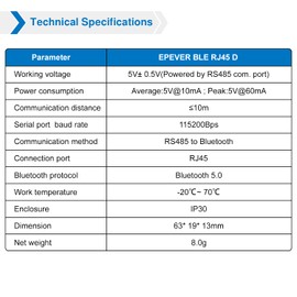 EPEVER BLE Adapter Accessories for MPPT Solar Charge Controller (EPEVER-BLE-RJ45-D)