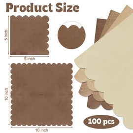 Zhanmai 100 Pack Cocktail Napkins 5 x 5 Inch Scalloped Napkins Beverage Napkins Gradient Color Paper Napkins with Scalloped Edges Thick Disposable Luncheon Napkins for Party Supplies (Gradient Coffee)