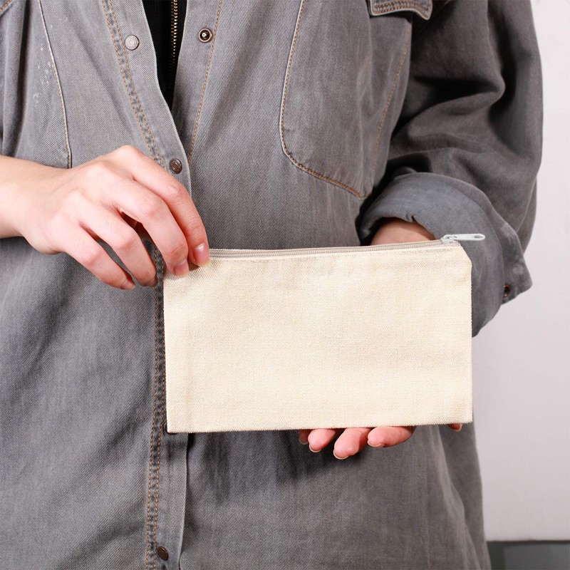 Gejoy 10 Pieces Cosmetic Canvas Pouch Bag Multipurpose Makeup Bag