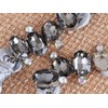 ALILANG Grey Satin Fabric Wrapped Crystal Gem Big Heart Mesh