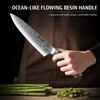 hecef Damascus Chef Santoku Knife, High Carbon Stainless Steel Ultra