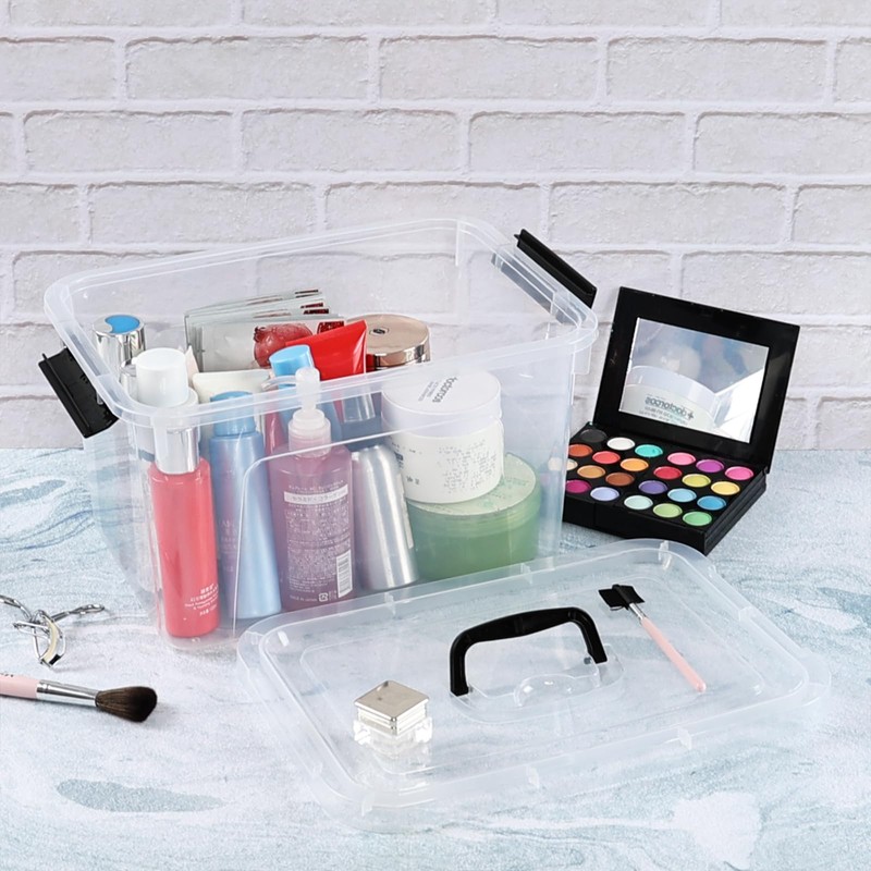 Utiao 4-Pack 10 L Plastic Latching Storage Bin, Clear Storage