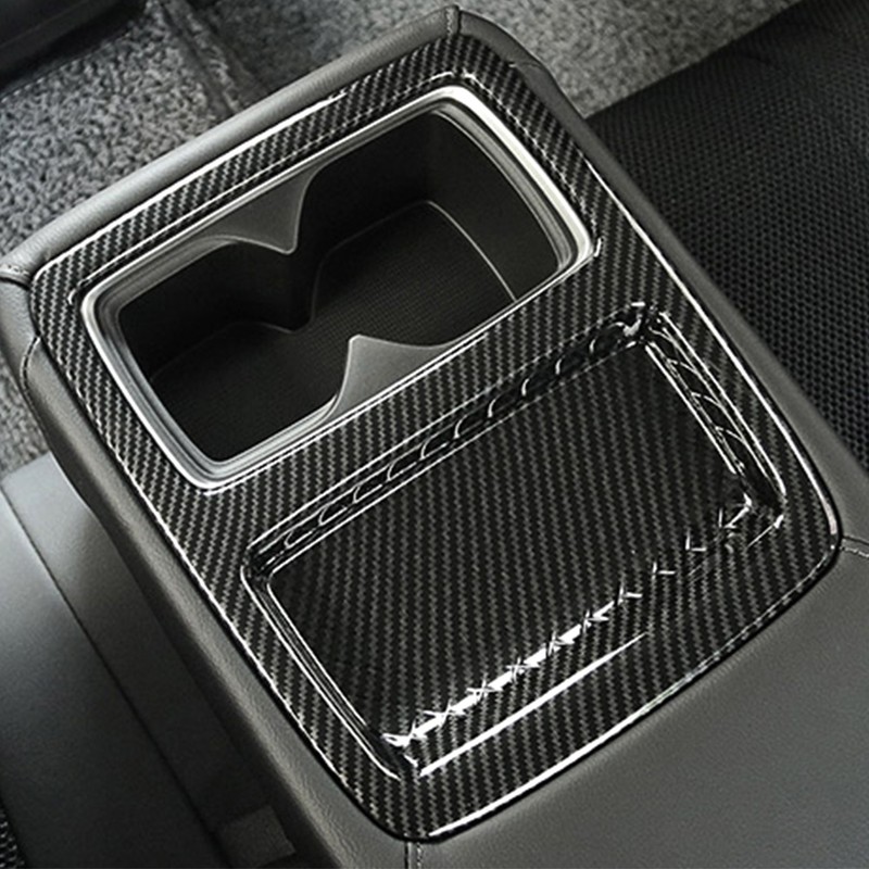 Carbon Fiber Style Rear Seat Water Cup Holder Frame Trim