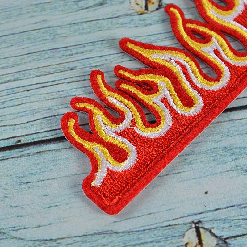 Wixine 5Pcs Embroidery Flames Fire Sew On Iron On Patch