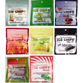 Ice Chips Xylitol Candy in Resealable Pouch (1 oz) 8 Pack Assortment