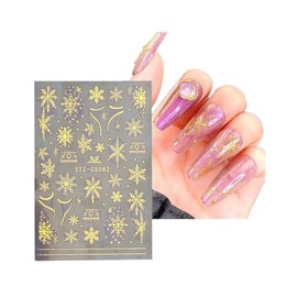 Generic Snowflake Christmas Nail Sticker French Tips Heart Lace Stripes Xmas Deer Cs082 Gold Nail Wraps Art Stickers Manicure Supplies for Women for Home Nails Full Long Lasting Easy Apply and Remove