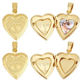 Beebeecraft 1 Box 6Pcs Gold Heart Locket Charms Real 18K Gold Plated Brass Openable Valentine's Day Photo Frame Memory Lockets Pendant Charm for Jewelry Making Charms Necklace Supplies DIY Craft