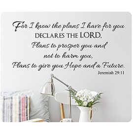 48" for I Know The Plans I Have for You Declares The Lord, Plans to Prosper You and Not to Harm You, Plans to Give You Hope and A Future Jeremiah 29:11 Wall Decal Sticker Art