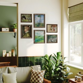 seersillus 6Pcs Vintage Wall Art Decor, Moody French Country Botanical Paintings, Cozy Cottage Gallery Wall Prints For Bedroom, Unfamed