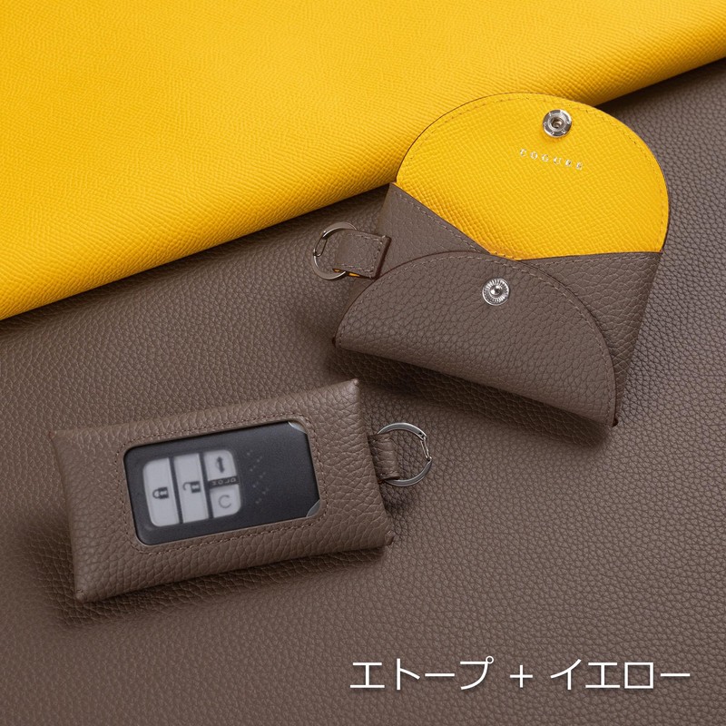 COGURE COSKC Smart Key Case, Genuine Leather, with Window, Carabiner