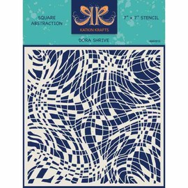 KatKin Krafts Square Abstraction 7 in x 7 in Stencil, Cream, 7 x 7 in