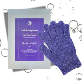 Exfoliating Gloves - Textured Nylon Bath - Shower Body Scrubber Mitt for Women and Men, Loofah-Like Texture, Body Scrub Exfoliator, Dead Skin Removal - Exfoliation Glove - Lavender - 1 Pair