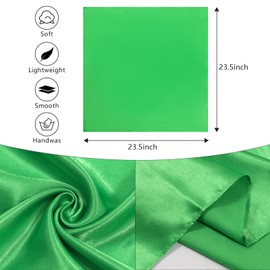 AWAYTR 23.6" Satin Neck Scarf Small Hair Scarf Women Silk Head Scarf Costume Bandana Girls Vintage Handkerchief Ribbon Scarf (Green)
