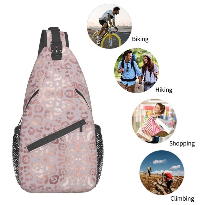 COFEIYISI Leopard Print Sling Bag for Women - Elegant Rose
