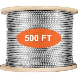 VEVOR 1/8 T316 Stainless Steel Cable 500FT, 1x19 Tighter Core Cable Railing System Wire Rope Aircraft Deck Railing Kit Fence Wire