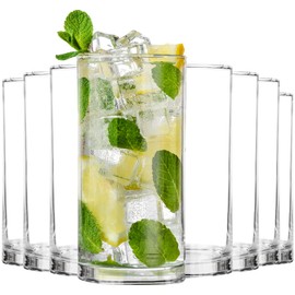 KICHLY 8 Pack Premium Quality Clear Plastic Tumblers - Each 16 Ounce Drinking Glasses - Reusable & BPA-Free Plastic Drinking Cups For Water, Juice & Other Drinks