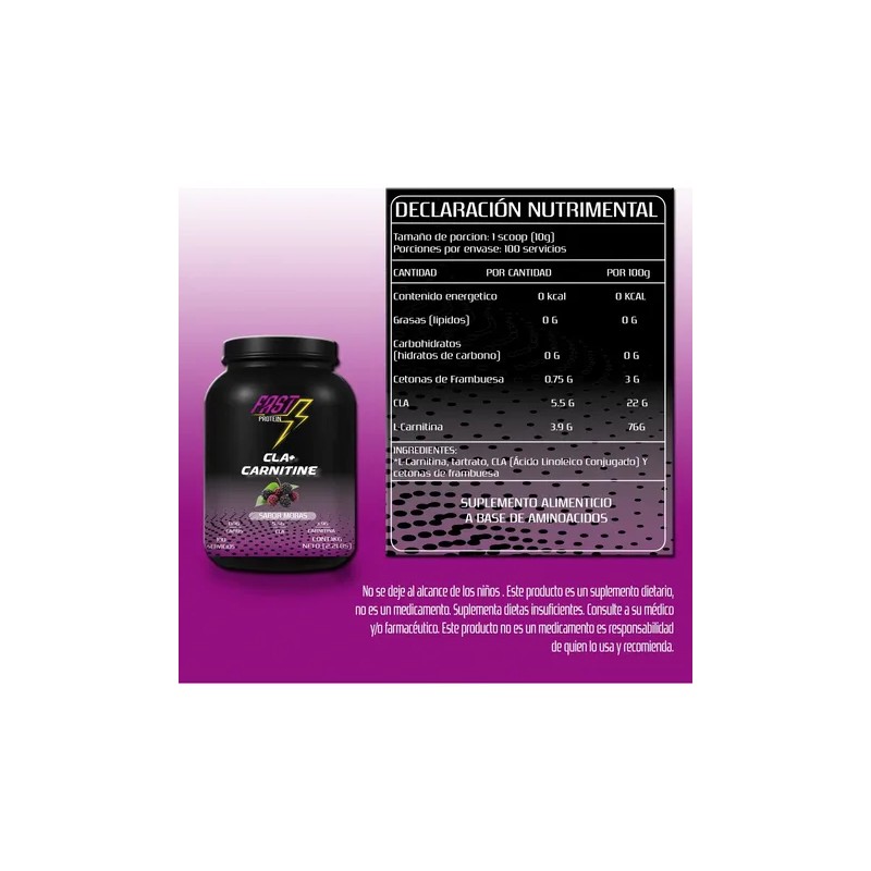 Fast Protein Cla + Carnitina 1kg 100 Servs