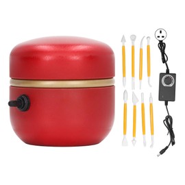 Mini Electric Pottery Wheel Machine Small Portable Red Pottery Forming Machine for DIY Ceramic Work Clay Art Craft 100‑240V UK Plug