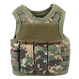 Nylon Outdoor Multifunction Tactics Beer Bottle Cover Mini Vest Shape DIY Decoration(Camo)