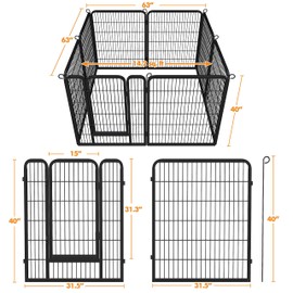 Topeakmart Heavy Duty Dog Playpen Outdoor for Camping, Yard, Garden 40" H Exercise Pen Fence for Small/Medium/Large Animals (Black, 6 Panels)