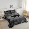 Manfei Rustic Bear Comforter Set Queen Size, Black Trees Deer