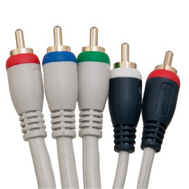 CableWholesale White Component Video and Audio RCA Cable, 6 Feet - 3 RCA RGB and 2 RCA Audio Male Connectors Per Side