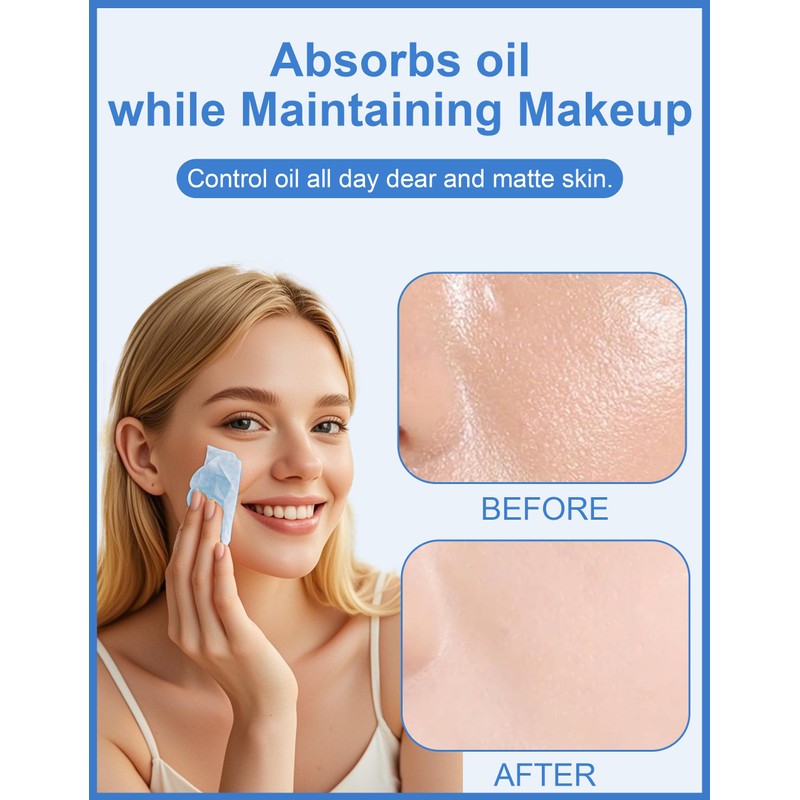 Okerker 300PCS Oil Blotting Papers for Face - Controls Shine,