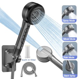 MDHAND Filtered Shower Head with Handheld High Pressure 4Modes Showerhead with 5ft hose