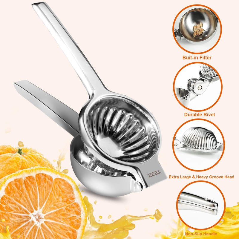 TEZZ Upgrated Extra Large Lemon Squeezer, Heavy Duty Handhelp Orange