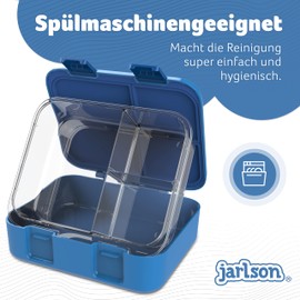 Jarlson® Mili Children's Lunch Box with Compartments, BPA-Free, Bento Box, Leak-Proof, Snack Box, Lunch Box for Nursery and School, 1000 ml, Lightweight (Penguin Blue)