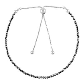 Natural Hematite Gemstone Beads Bolo Bracelet, Adjustable Slider Box Chain, Energy Stones, Chakra Healing Crystals, Silver Plated, Birthstone, Gemstones Women Jewelry, Anniversary Gift