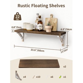 Gronda Bathroom Wall Shelves Over Toilet, 24 Inches Floating Shelves for Wall Rustic Farmhouse Wood Bathroom Shelf Hanging Storage Rack