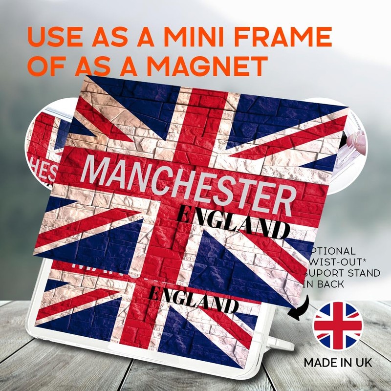 Classic Rectangle Magnet with Stand - Manchester England Flag Circle