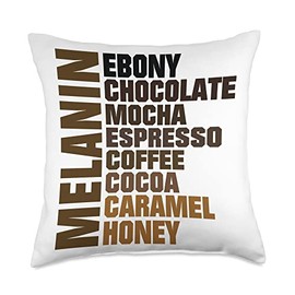 Bongo Designs Melanin Magic Ebony Chocolate Mocha Caramel Honey Dipped Throw Pillow, 18x18, Multicolor