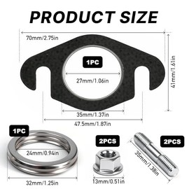 Exhaust Gasket and Stud Set for 50cc Scooter - Universal Exhaust Gaskets Exhaust Seal Manifold, Compatible with Aerox, Bw's, Booster, Nitro, Jog-R, Ovetto, Mach-G