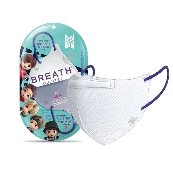 BREATH TinyTAN QUINTET Regular White (Pack of 2) BTS TinyTAN x BREATH Silver Mask
