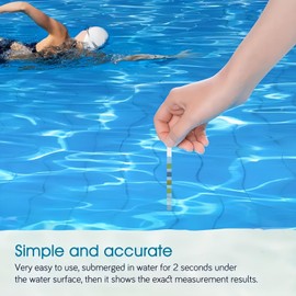 6-In-1 50 Pcs Swimming Pool Water & Hot Tub Test Strips,Rapid Water Testing Kit for P/H,Chl/Orine,Alkal/Inity,Pool Cleaning Kit,Pond Water Test Kit,Aquarium Test Kit,P/H Strips for Hot Tub