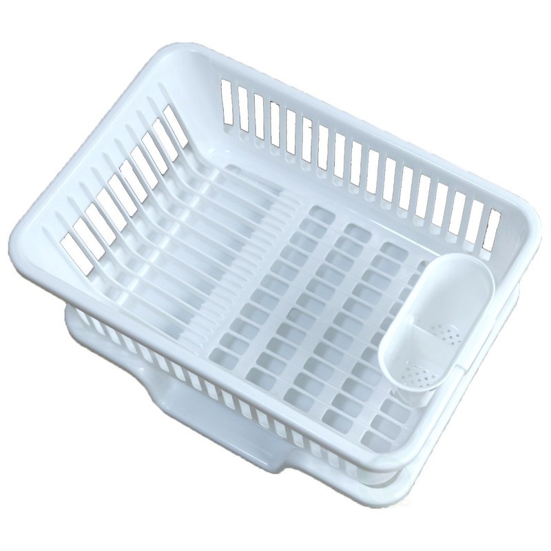 Heavy Duty 2-Piece Plastic Dish Drying Rack Set in White