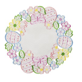 Easter Spring Placemats Set of 4 Eggs Flowery Floral Cutwork Embroidered Eggs Dresser Scarf for Home Kitchen Dining Spring Holiday Tabletop Decoration (Placemat 14" Set of 4, Easter Eggs)