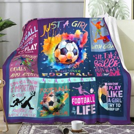 ZABAOBO Football Blanket Gifts for Girls Kids Teens,Football Stuff Soccer Ball Throw Blankets,Football Team Gifts for Sport Fans Football Lovers Players 50"X40" INCH