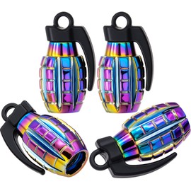 MEAJOO 4 PCS Tire Valve Stem Caps, Aluminium Alloy Tire Valve Stem Covers Universal for Cars,Trucks, SUV, Motorcycles, Bike and Bicycles (Colorful)