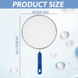 Stainless Steel Grease Splatter Screen for Frying Pan 8’’ Splatter Guard with Comfortable Grip Handle Pan Cover Cooking Protector Ultra Fine Mesh Prevents Oil Splatters and Messes for Frying Cooking