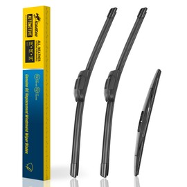 Raidbee® 3 Wipers 16"/16"/12" Replacement For Jeep Wrangler JL 2021 2020 2019 2018 (Set of 3), 16 Inch+16 Inch Windshield Wiper Blades with 12 Inch Rear Wiper Blade-Original Factory Quality