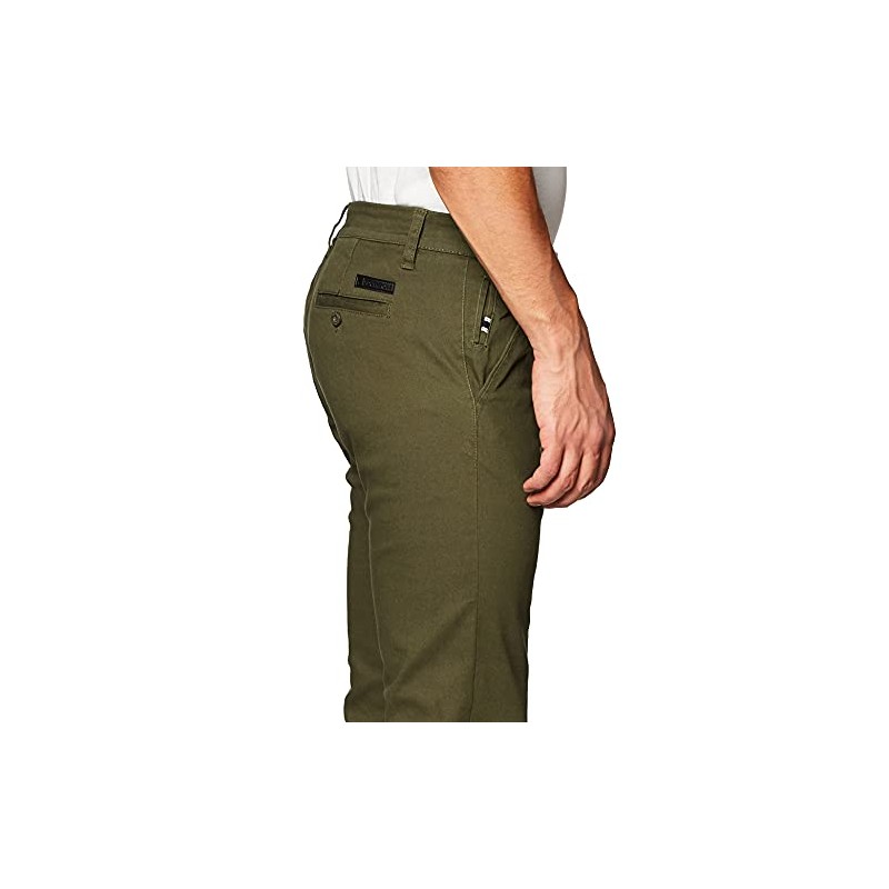 Southpole Men's Flex Stretch Basic Long Chino Pants, Olive, 30X32