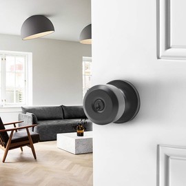 KNOBWELL 3 Pack Door Knob with Lock and Key(Keyed Alike, Keyed Entry Door Knobs Door Knob Lock, Exterior Door Knobs Front Door Knob with Matte Black Finish