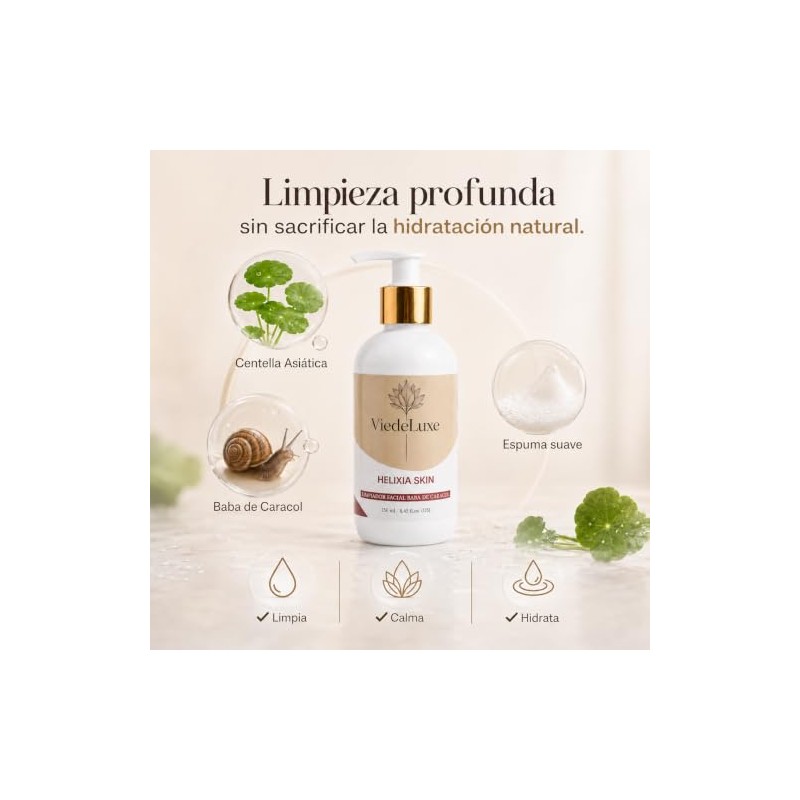 Helixia Skin Limpiador Facial Baba de Caracol, 250 ml