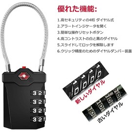 ZHEGE TSA Lock, Padlock, Four-Digit Dial Lock, Cable Type, For Travel, Safe, Anti-Theft, (Red, 1 Piece)