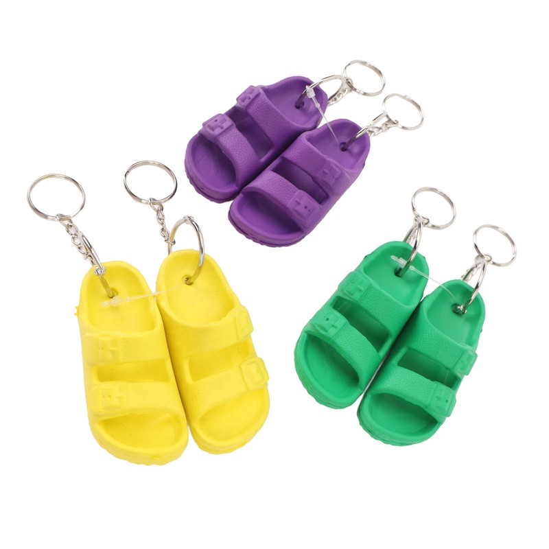3 Pairs Slipper Keychain Silicone Multifunctional Key Chain Key Ring