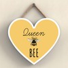 Global Designs Queen Bee Yellow Bee Themed Decorative Wooden Heart